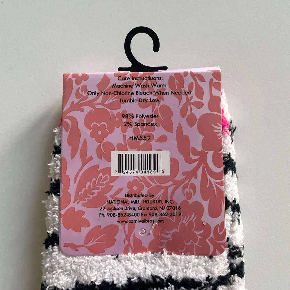 Carnival Women's Cozy Socks Animal Print Stripe Pink Black